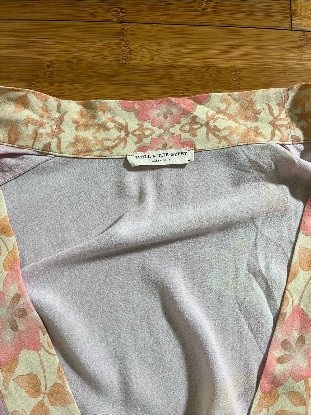 Spell & the Gypsey Collective Cherry Blossom Pink Tie-Front Floral Wrap Crop Top - Picture 4 of 13